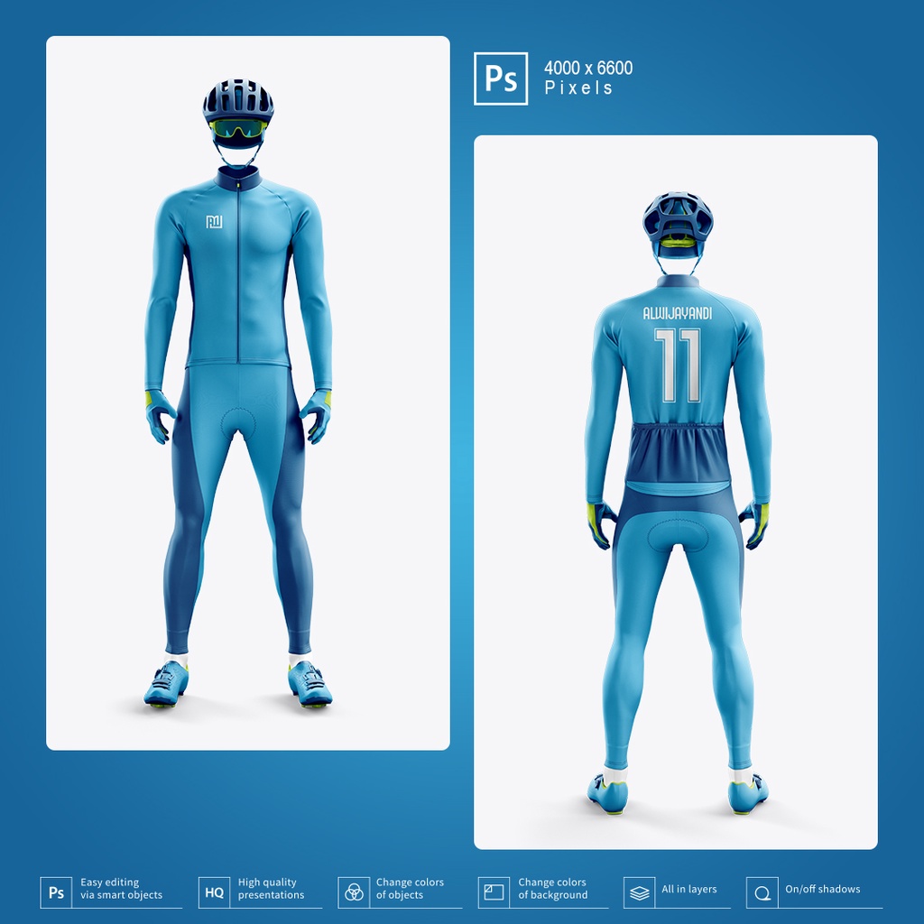 MOCKUP JERSEY SEPEDA LENGAN PANJANG - RESOLUSI 4000x6600 Pixels