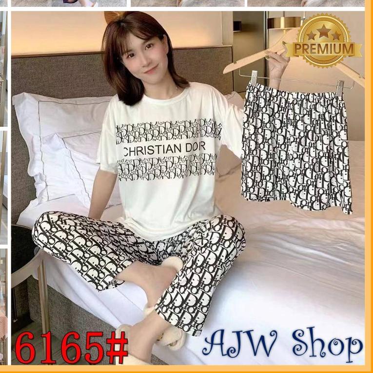 ➪ AJW Shop Piyama 3 in 1 | Piyama Lengan Pendek | Baju Tidur Impor | Baju Tidur 3in1 ✿