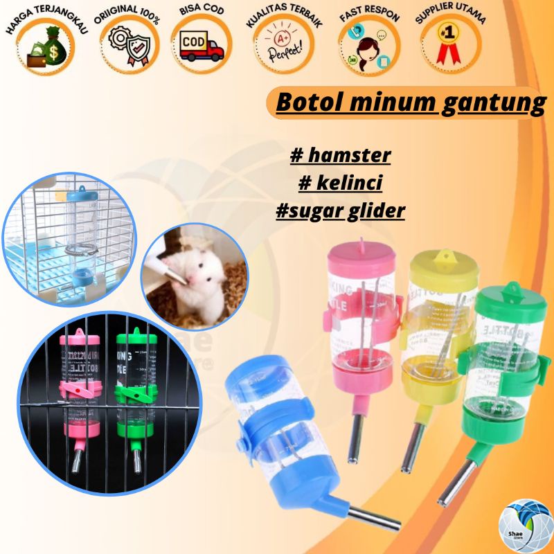 Botol Tempat Minum Hamster Ulir Gantung untuk Kandang Akrilik 80 ML