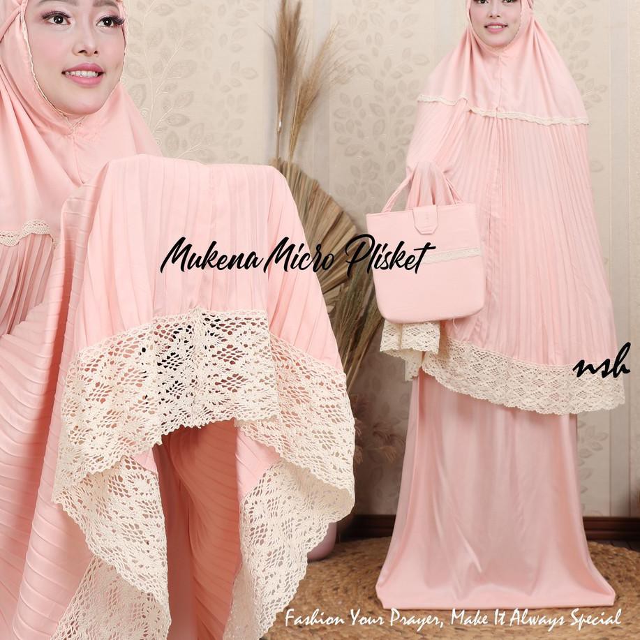 Paling Laku..  PLISKET MUKENA DEWASA MICRO PLISKET RENDA RAJUT by NSH (GESER BANYAK WARNA) MUKENA PL