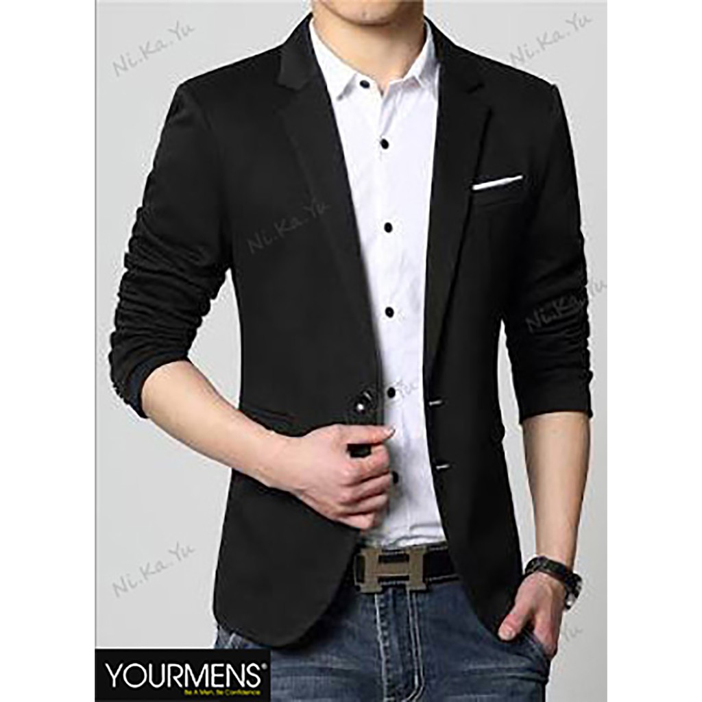 JAS PENGANTIN PRIA BLACKRAY SLIMFIT MODEL KOREA STYLE WARNA HITAM ELEGANT BAHAN HIGH TWIST TEBAL