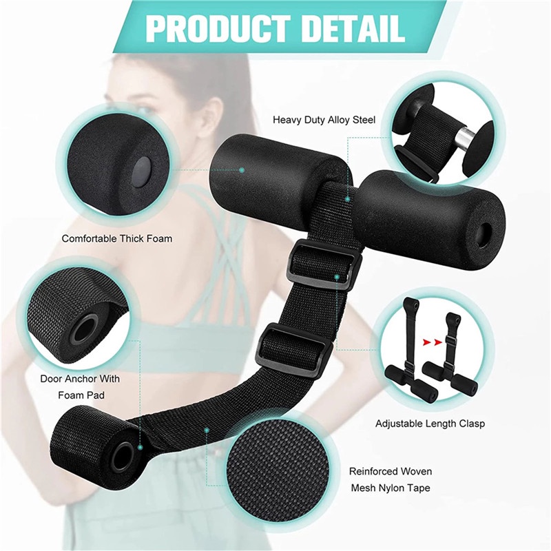 Hamstring Strap Adjustable Portable Alat Bantu Latihan Otot Perut Untuk Fitness / Gym / Yoga