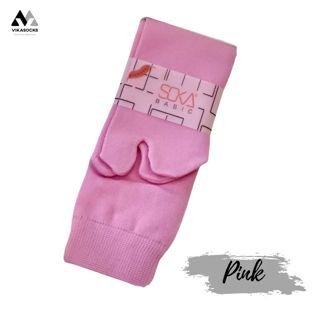 Kaos Kaki Soka Jempol Basic Wanita Hijab Muslimah Size M Pendek Warna Polos-M-Pink|Pink