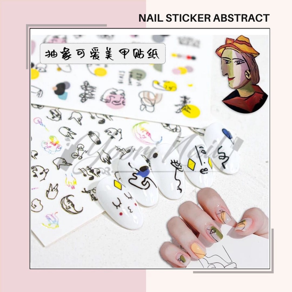 Nail Sticker Abstrak Stiker Kuku Dekorasi Face Tribal Motif Wajah Dekorasi Nail Art