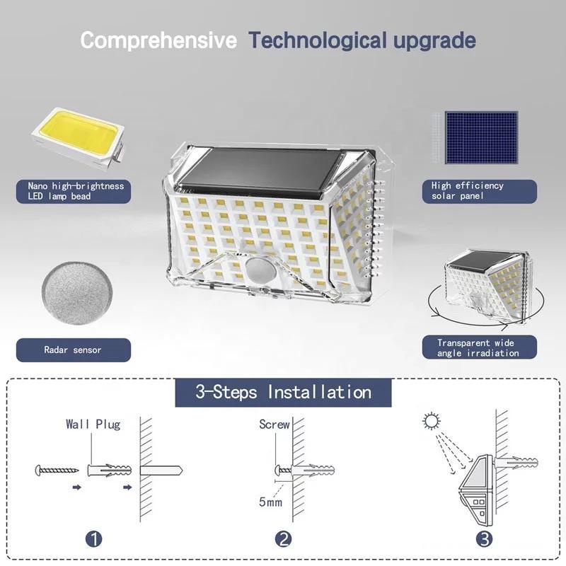 Roppu Lampu Solar Dinding Outdoor Tenaga Surya 90 LED