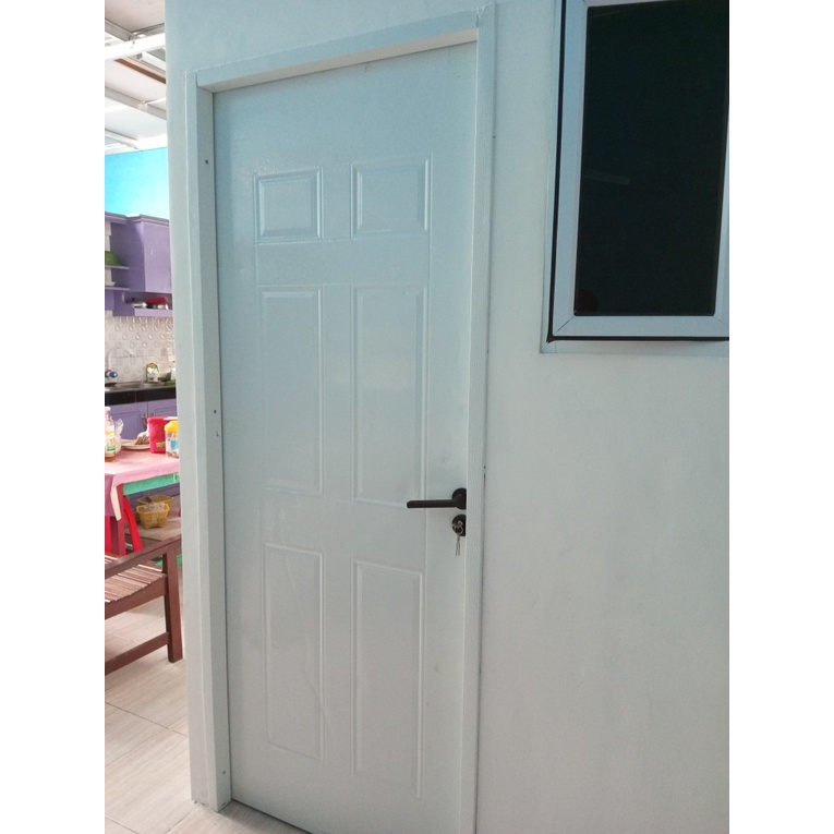 Pintu Baja / Pintu Utama / Kamar / Kamar Mandi (Lengkap dengan Daun Pintu + Kusen + Kunci + Handel + Engsel)-2
