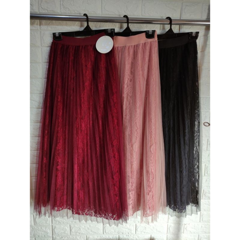 Rok Plisket/Prisket Brukat Panjang Import 02 || YUeSHI FASHION