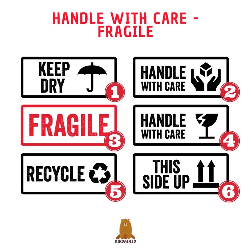 Jual STICKER HANDLE WITH CARE | STICKER FRAGILE | STICKER MURAH