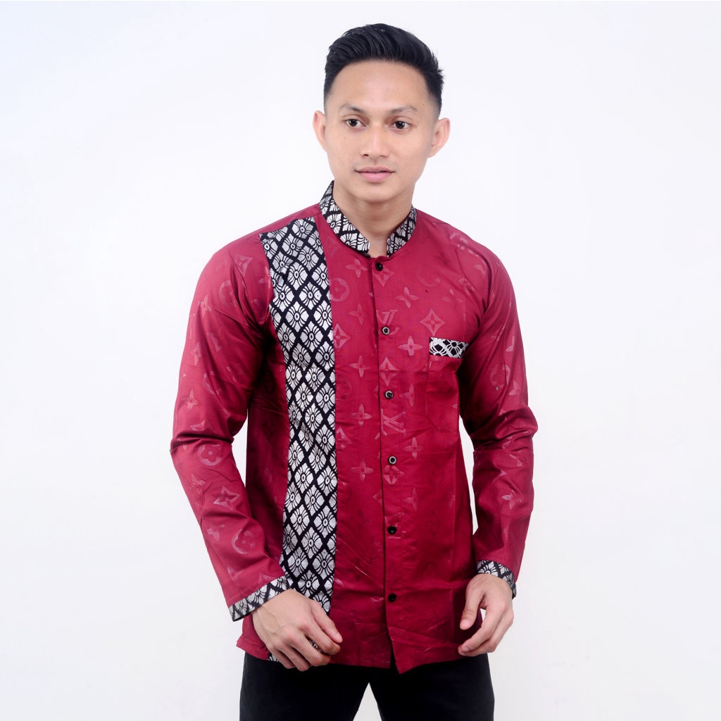 BAJU KOKO BATIK EMAS LENGAN PANJANG BUSANA MUSLIM SERAGAM HADROH HILWA AZAHIR ALKHALIS