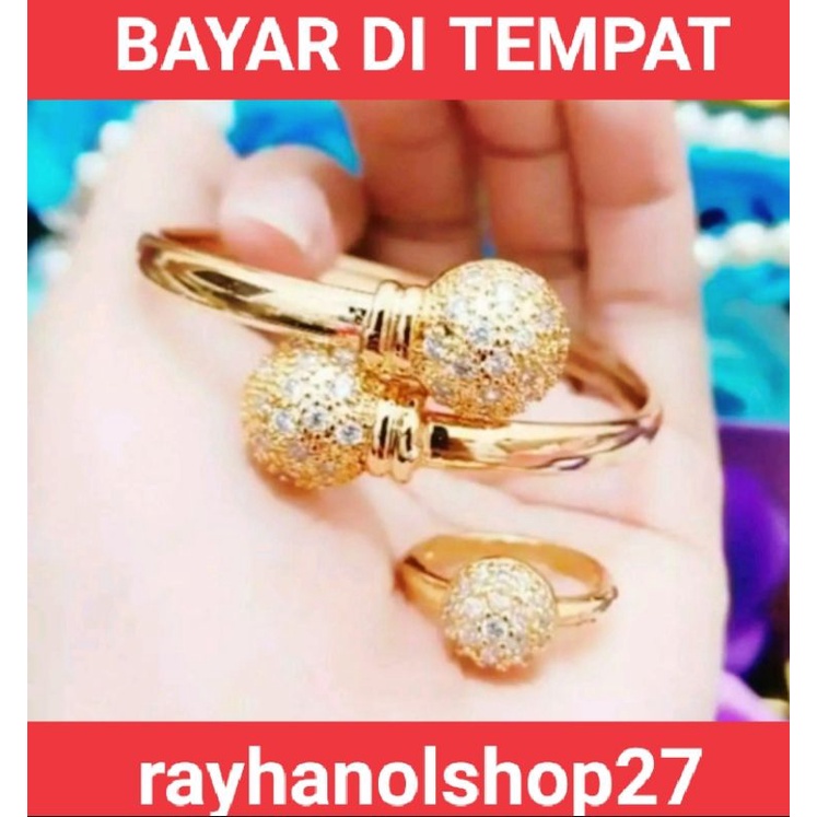 Gelang Tangan wanita Free Cincin Xuping lapis emas 22 K anti karat bermacam mottif pilihan termurah