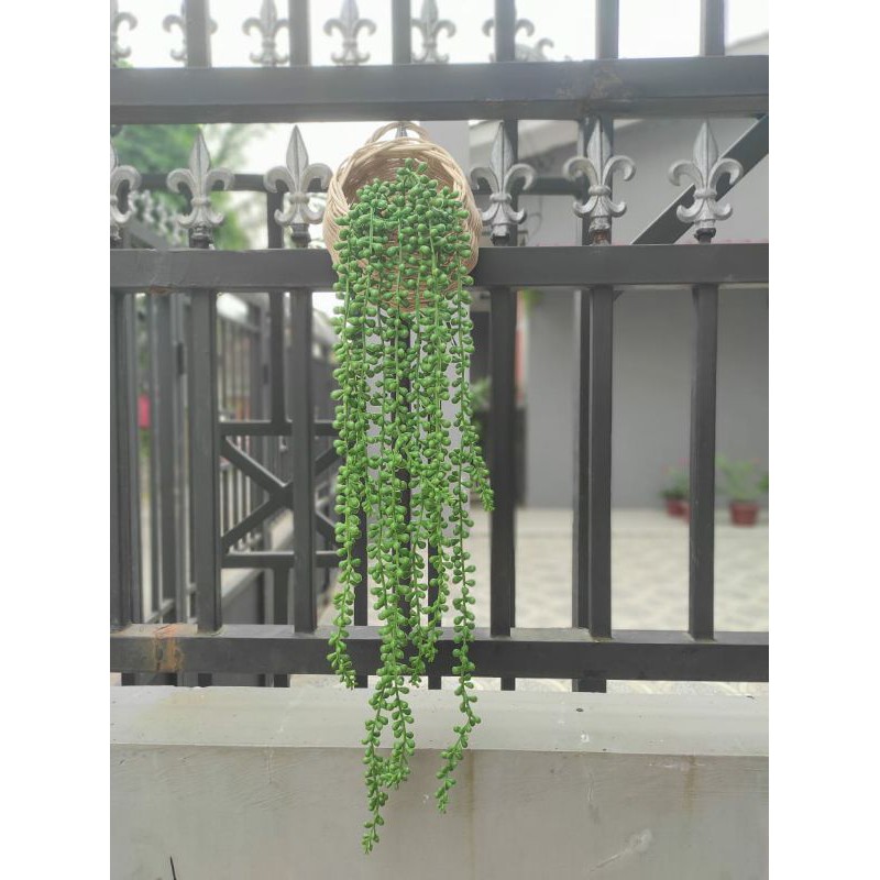 sekulen artificial vas rotan kecil / sekulen vas gantung / sekulen juntai / sekulen imitasi