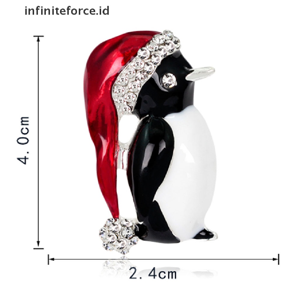 1pc Bros Pin Bentuk Penguin Natal Aksen Berlian Imitasi