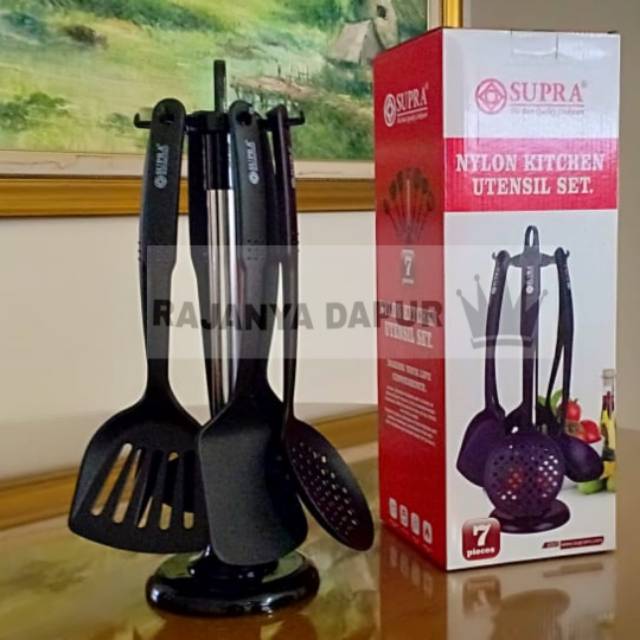 Sutil irus teflon set supra dus merah putih- sutil sendok set supra