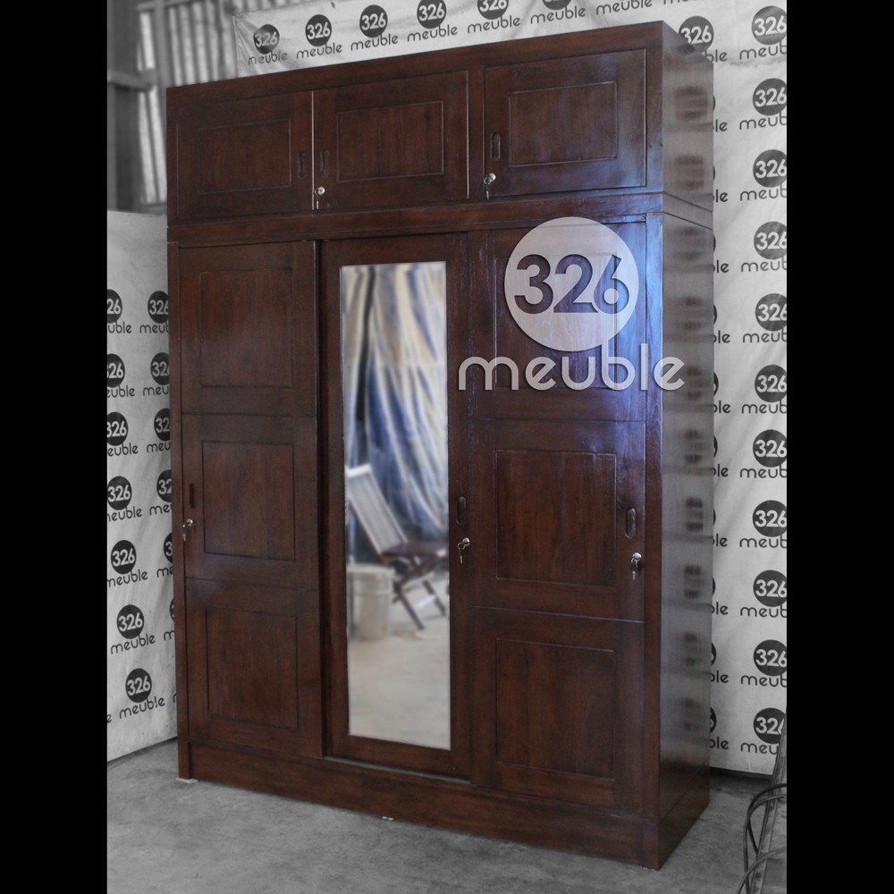 Almari Pakaian 3 Pintu Jati Mebel Jepara - Lemari Pakaian Sliding Jati