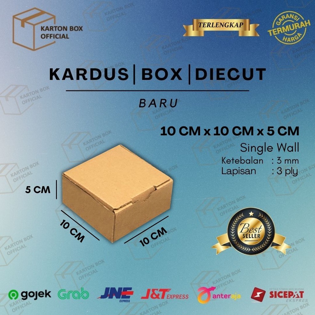 

Kardus Box Die Cut 10x10x5 CM Kotak Packing Kue Makanan Hampers Polos