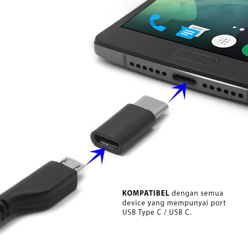 Adaptor Konverter Micro USB to Type C USB 3.1 Bahan Aluminium Sambungan Konektor Micro USB Female Ke Tipe C Male