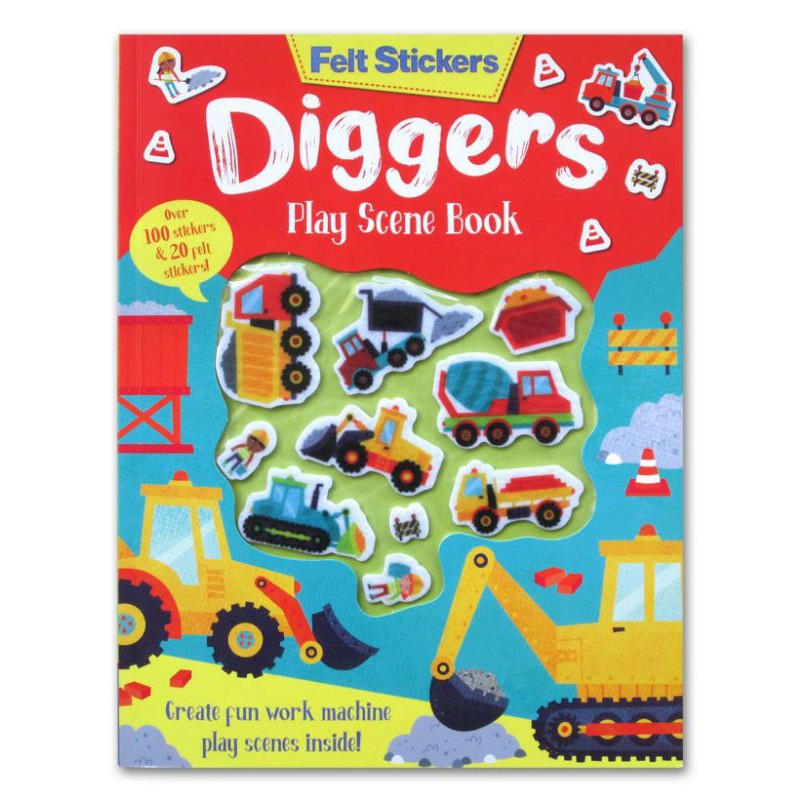 

Diggers Play Scene Book With 20 Felt Stickers & Over 100 Stickers