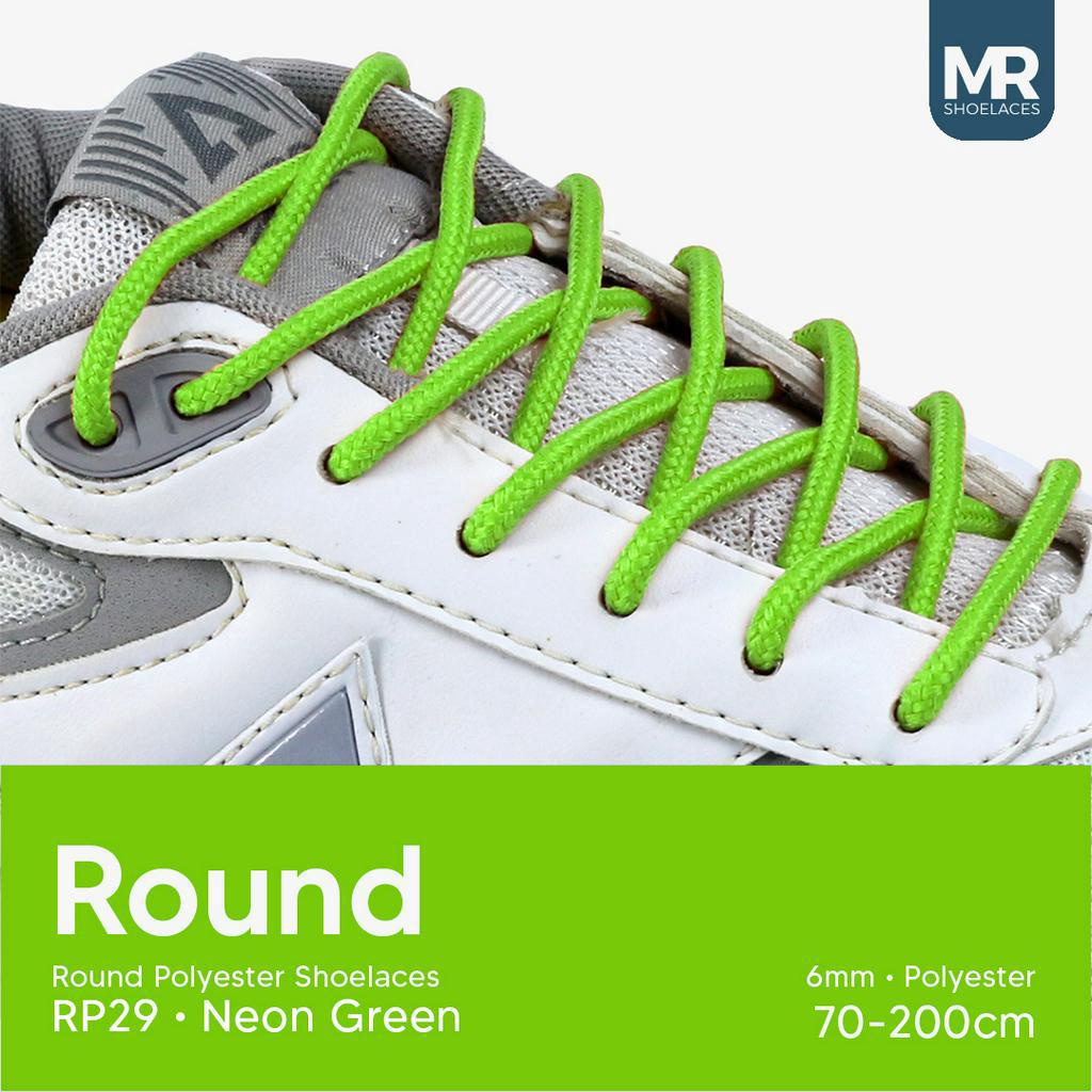 MR Shoelaces RP29 Neon Green (Hijau Menyala) Tali Sepatu Bulat Round Big 6mm Shoelaces 90cm 100cm 120cm 150cm 180cm-200cm Polyester