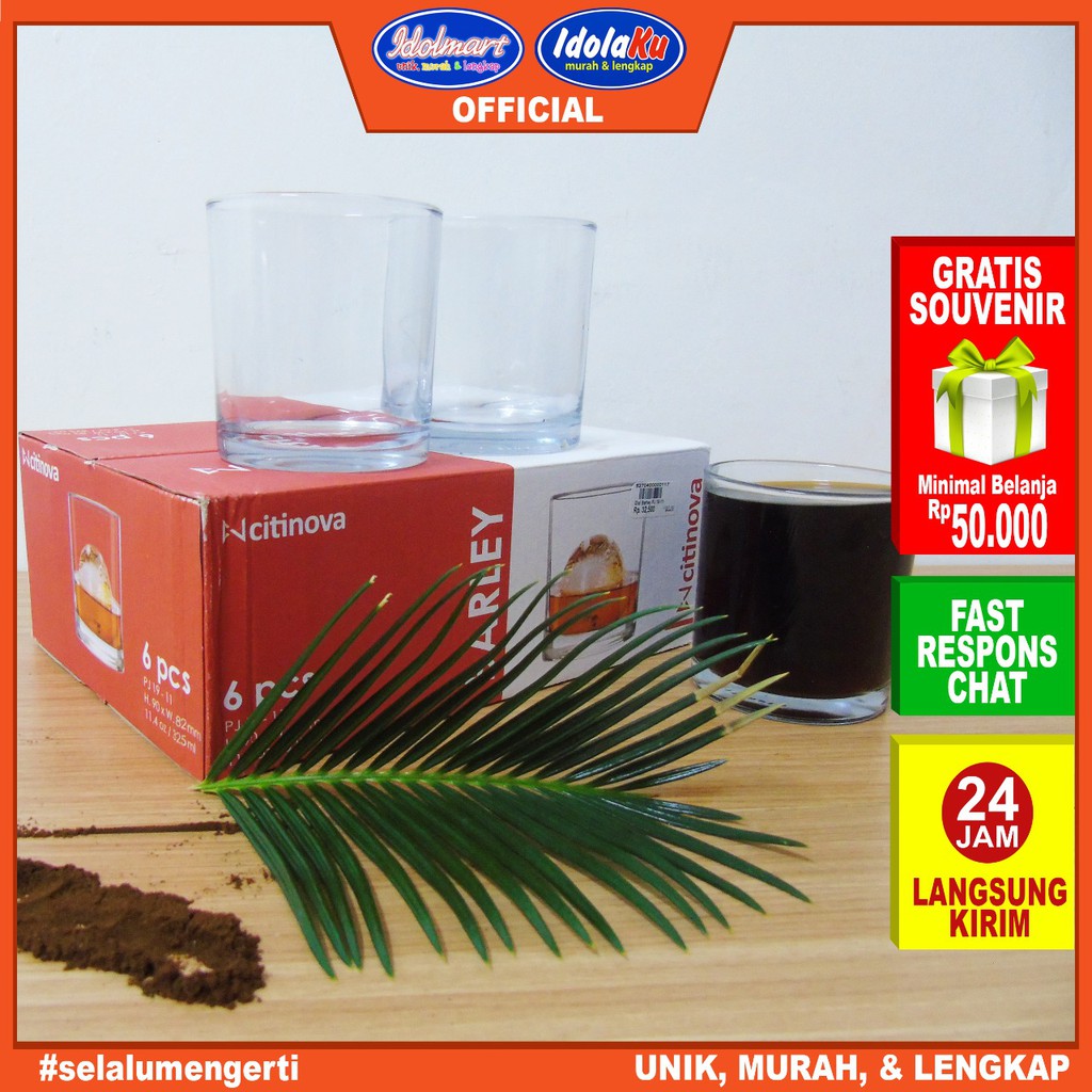 IDOLMART Citinova Gelas Barley Isi 6 Pcs / Gelas Set Isi 6 / Gelas Kado/ Gelas Kaca