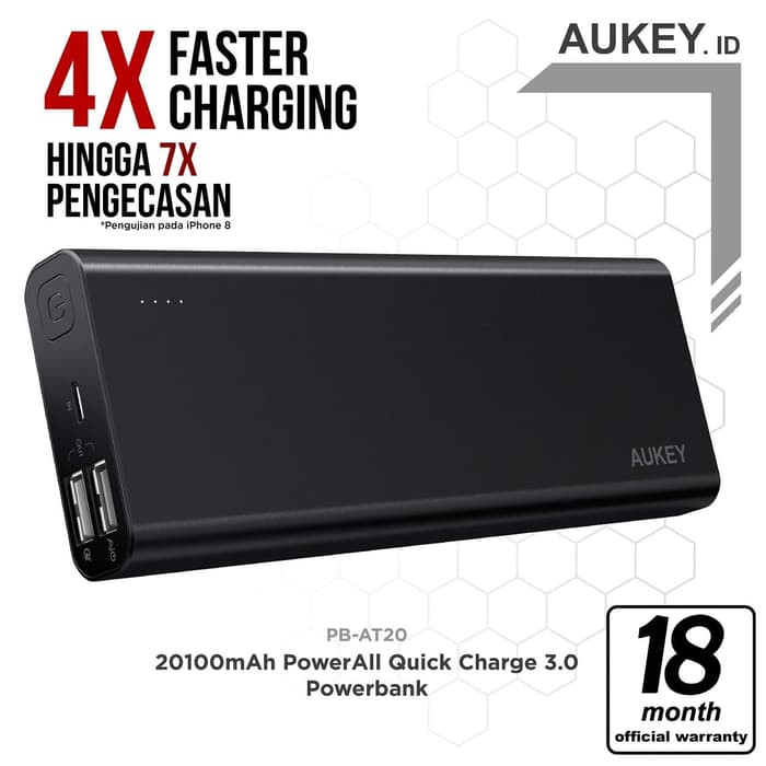Aukey Pb-At20 Powerbank 20100Mah Quick Charge 3.0 - Hitam