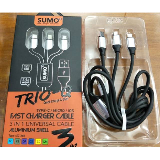 Kabel data Sumo 3in1 fast charging High quality