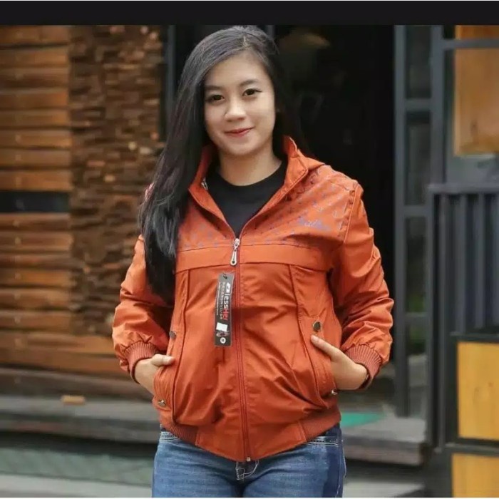 Jaket Wanita JAKET WANITA PARASUT MOTIF//JAKET WATERPROOF MOTIF SAILOR - Coral, M(J3C2) Hoodie Wanit