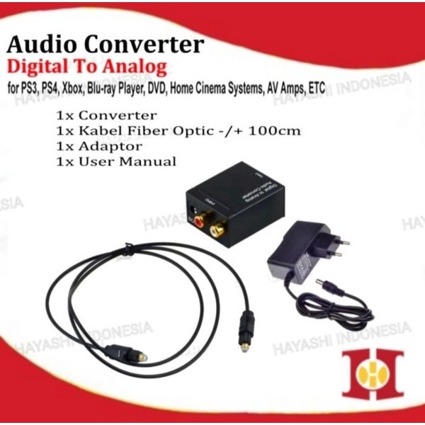 Digital To Analog Audio Converter Toslink Optical Coaxial To Rca TV