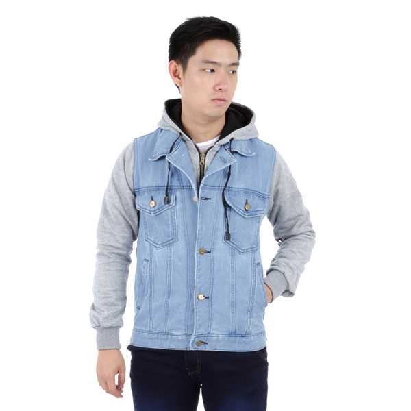 S3783 Elfs Jaket Hoody Blazer Jeans Denim Pria