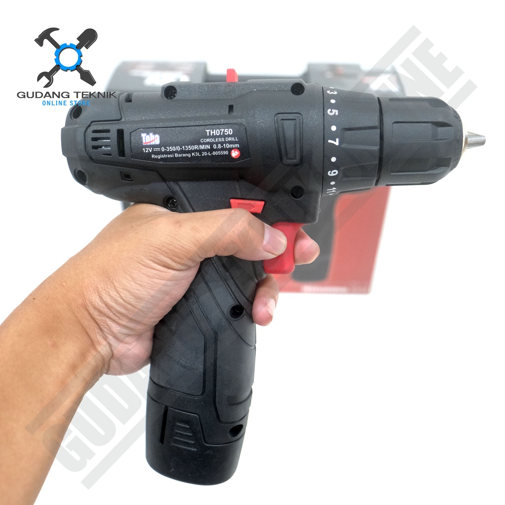 Mesin Bor Tangan CORDLESS 10mm TOHO TH0750 12V  / Bor Tangan BATERAI 10V TH 0705 TOHO