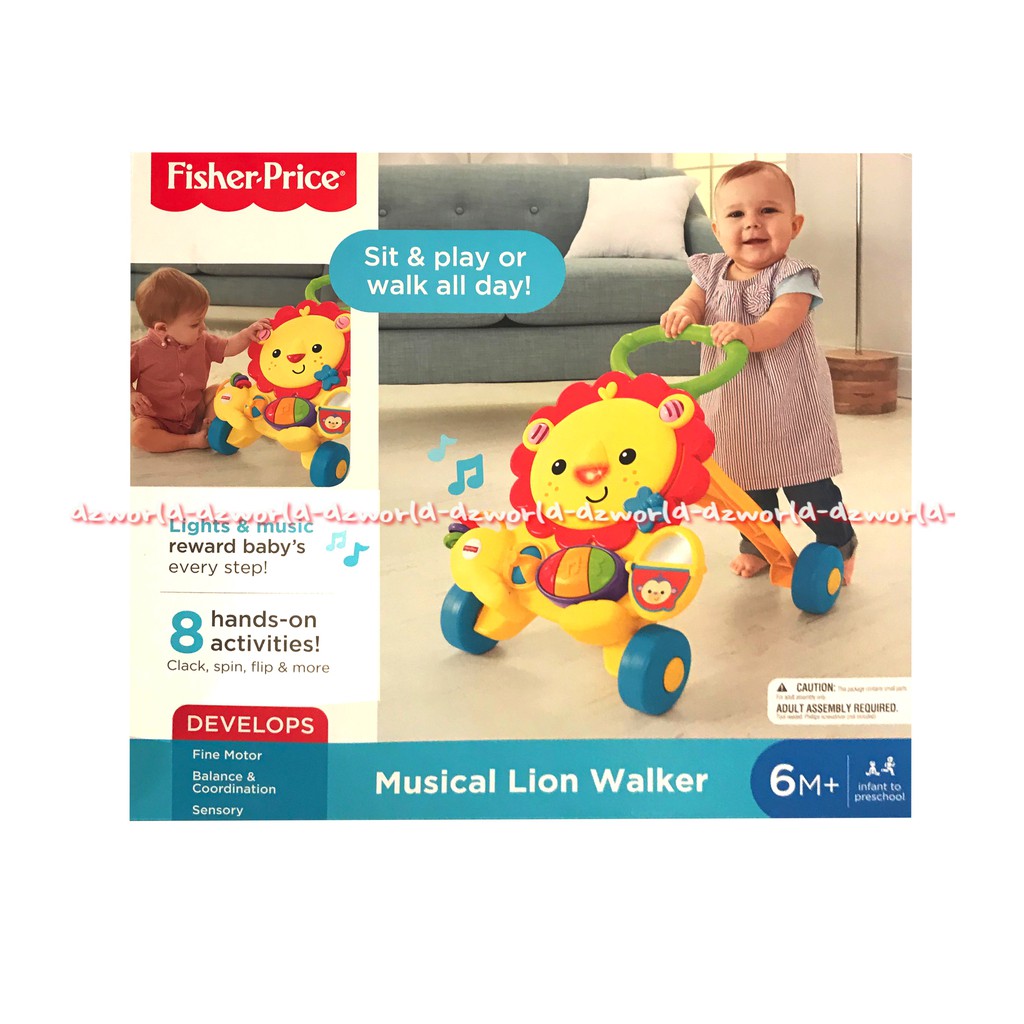 Fisher Price Musical Lion Walker Stroller Baby Push Alat Bantu Jalan Bayi