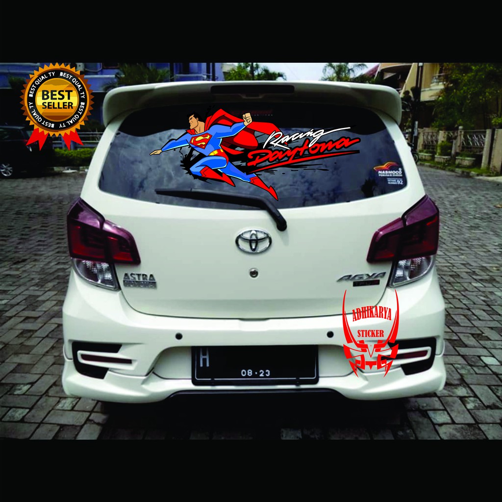 STIKER MOBIL DECAL SPIDERMAN RACING DAYTONA STIKER KERETA KACA MOBIL BELAKANG CALYA AGYA BRIO AVANZA
