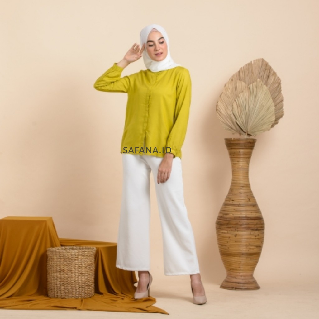 KEMEJA WANITA PANJANG / Kemeja Atasan Wanita Polos Basic-Mustard