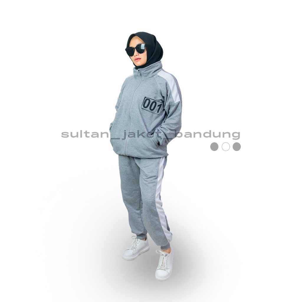 SQUID GAME SETELAN JAKET &amp; CELANA TERMURAH GREY II JAKET KOREA II JAKET OLAHRAGA II SETELAN ANAK