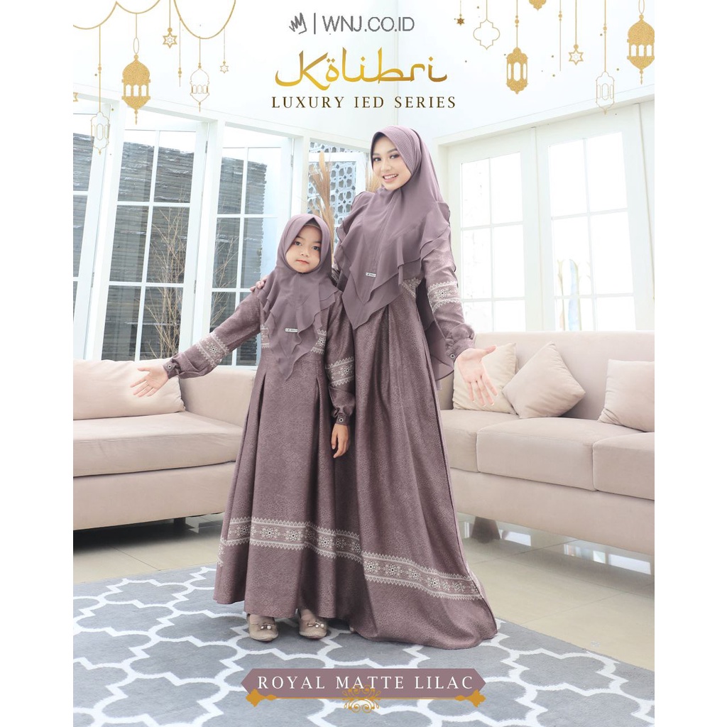 Gamis Couple Ibu dan Anak Perempuan KOLIBRI Luxury Premium Dress Syari Mom and Kid by WNJ Hijab Orig