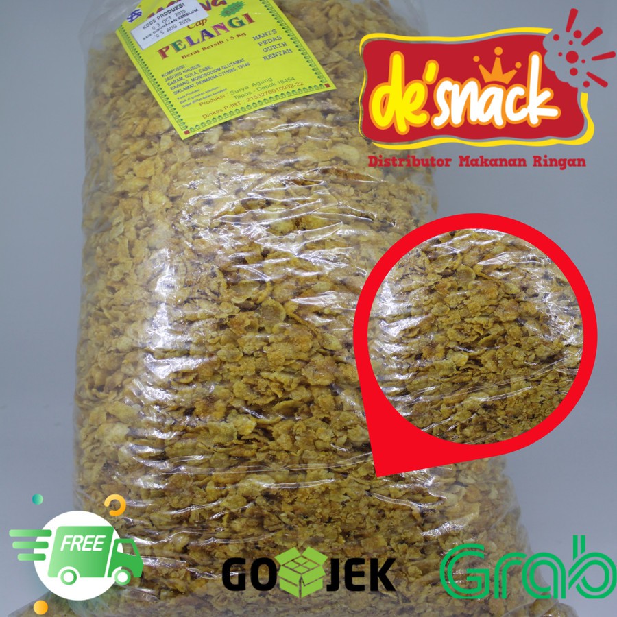 

Distributor/Grosir/Snack/Cemilan /Jagung Geprek / Emping Jagung Merek Pelangi