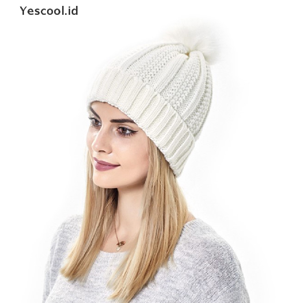 【Yescool】 Warm Satin Lined Skull Cap Soft Stretch Cable Wool Knit Hats Beanie Hat .