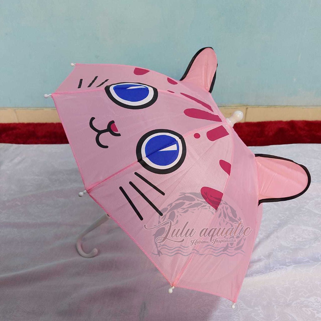 Payung anak karakter kucing/ Payung mainan/ Payung motif animal kuping kecil /payung pelangi