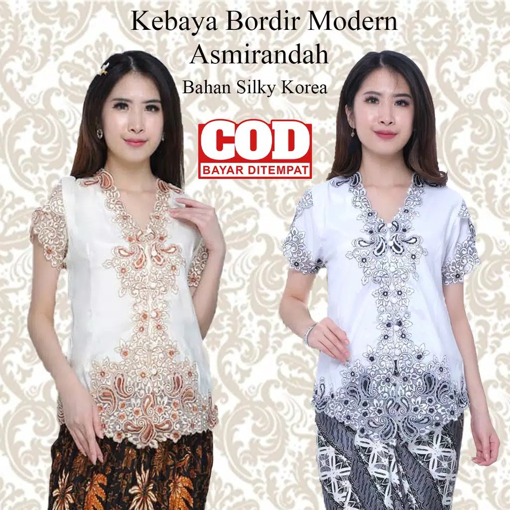 Kebaya Bordir Modern Keong Tulip Asmiranda Bahan Katun silky Import full Bordir