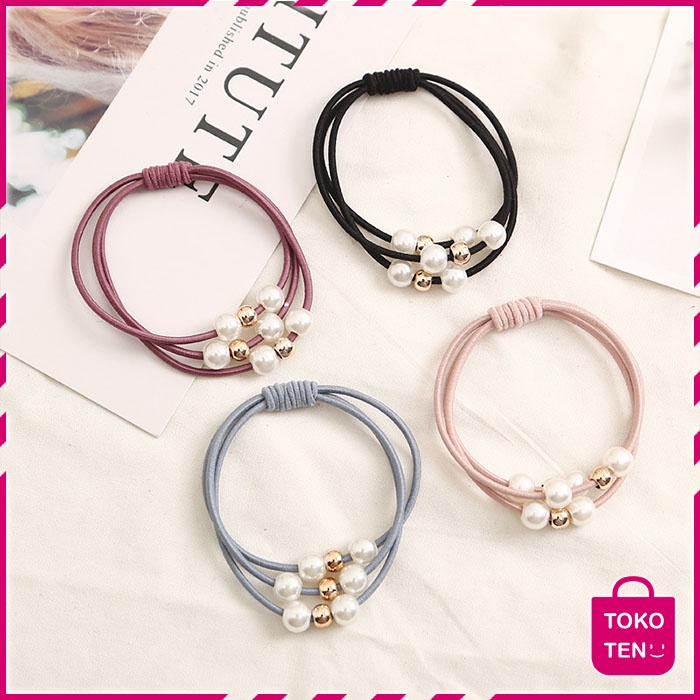 Tokoten - Ikat Rambut Mutiara - Ikat Rambut Warna Warni - Kuncir Rambut Wanita Korea TKO037