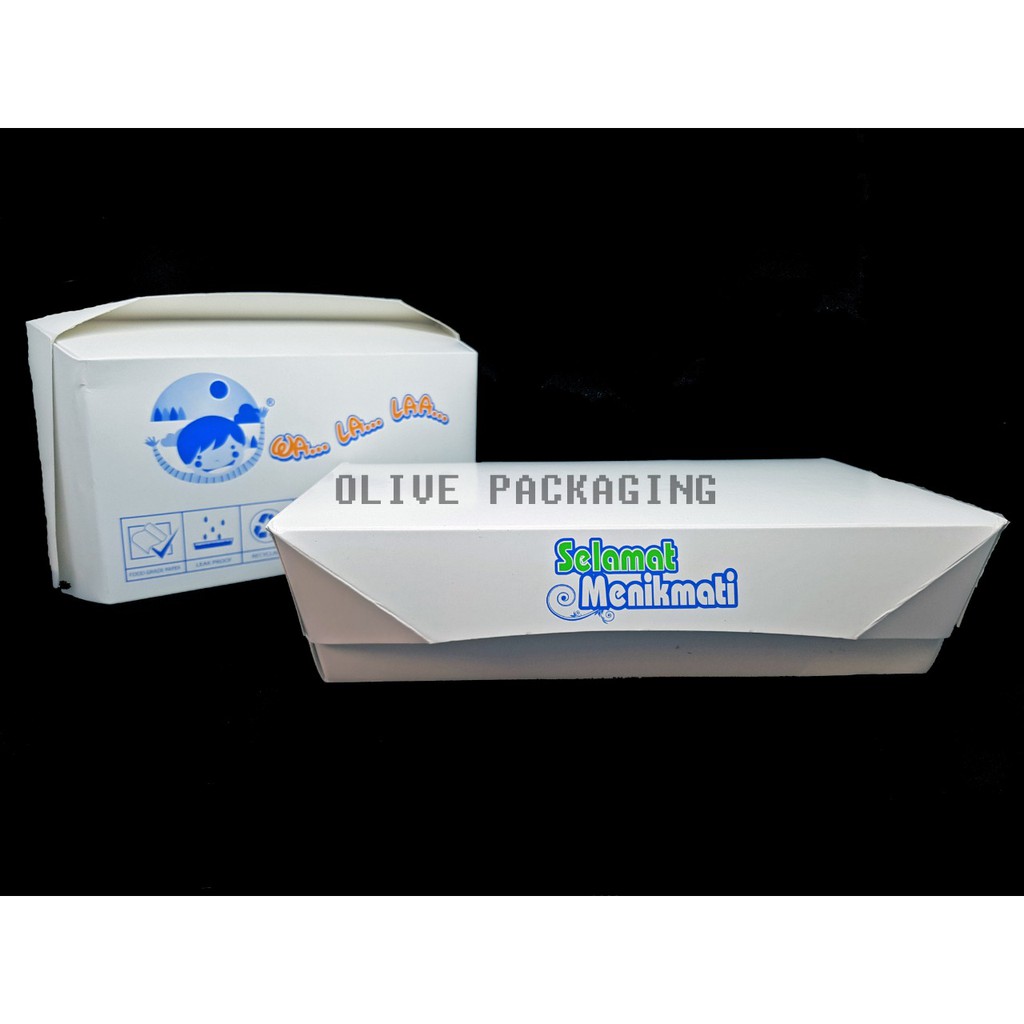 Paper Lunch Box White / Dus Kotak Makanan Kertas Putih Ukuran L