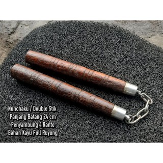 Nunchaku Double Stik Kayu Ruyung / Aksesoris Beladiri