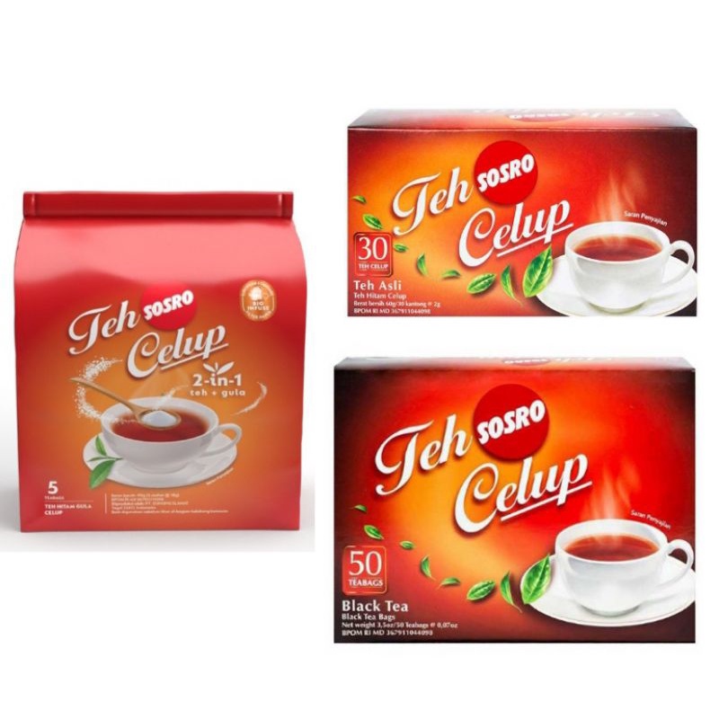 

SOSRO Teh Celup Hitam Kantung Celup sachet + gula