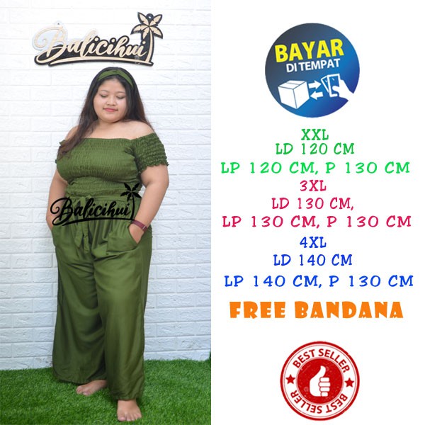 Balicihui Jumpsuit Jumbo Jumpsuit Sabrina Jumpsuit Plus Size Big Size Jamsut Jamsuit Panjang Wanita