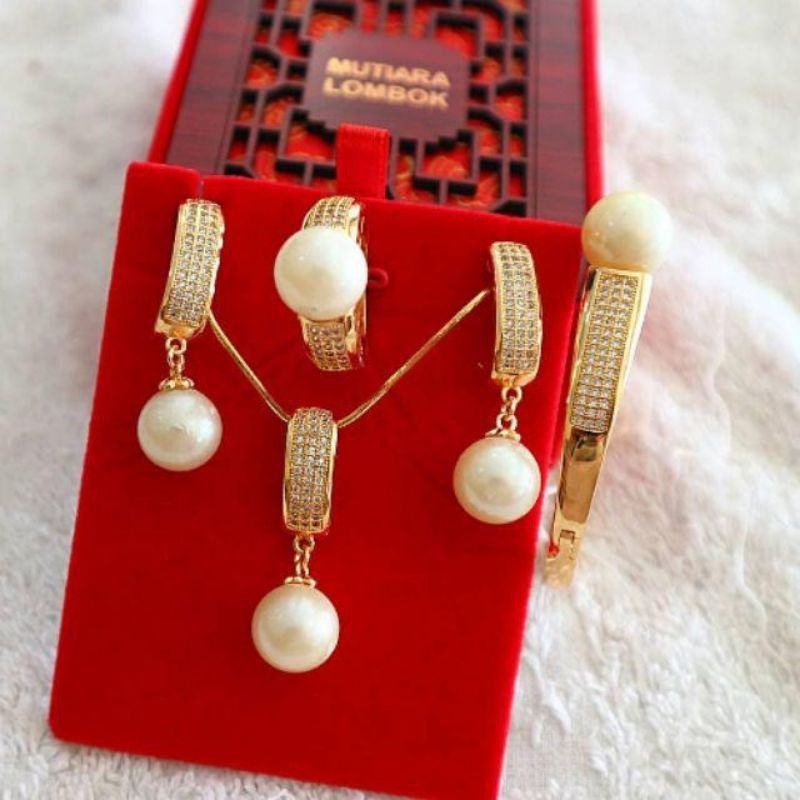 set mutiara laut asli lombok || perhiasan mutiara laut termurah