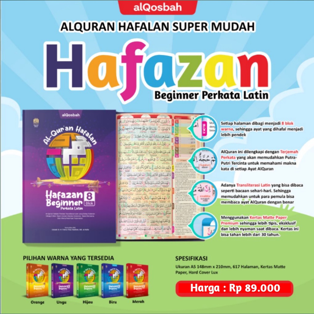 Qur'an Hafazan BEGINNER 8 Blok Warna Per Kata LATIN