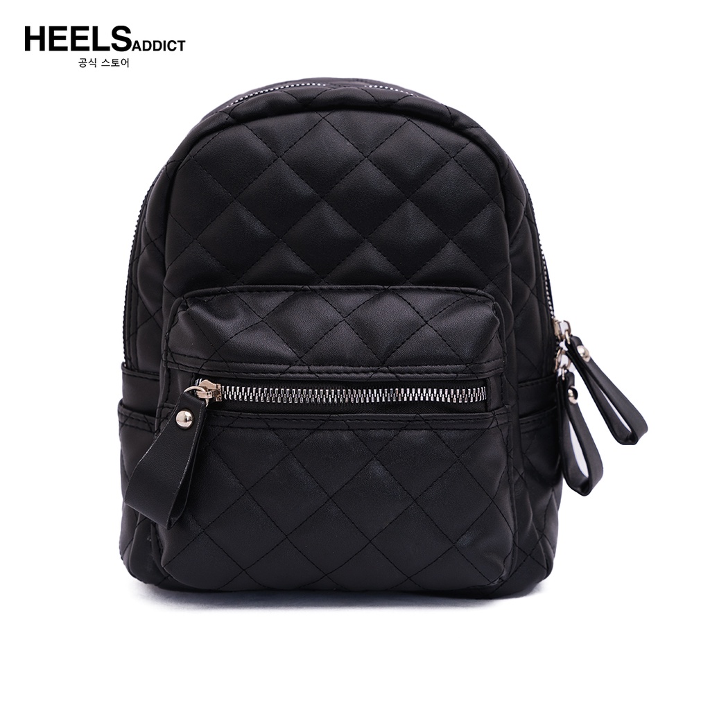 Heelsaddict - Cadde - Premium Korean Quilted Backpack Bag Ransel Wanita-Black