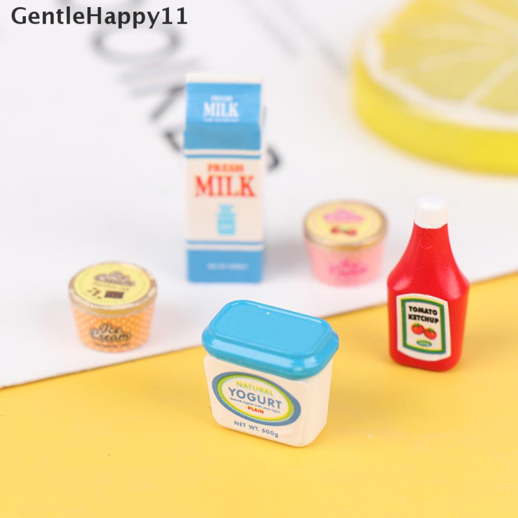 Gentlehappy 5Pcs / Set Mainan Miniatur Saus Tomat / Yogurt / Es Krim Untuk Aksesoris Rumah Boneka