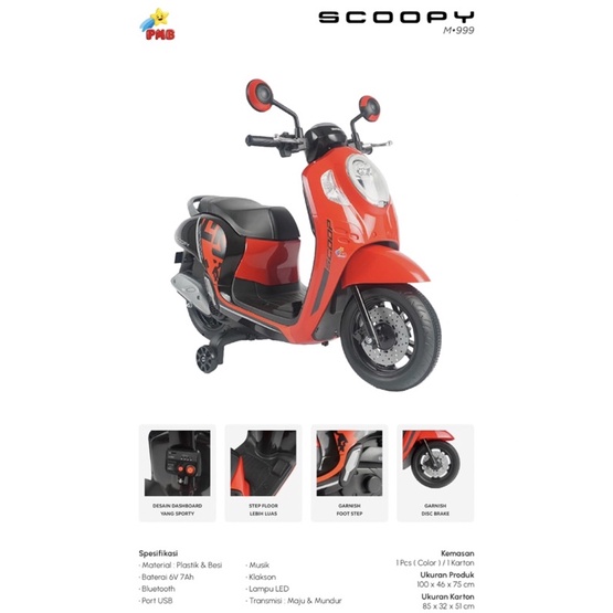 Motor Aki Anak PMB M-999 Scoopy dan K611C Mini Scoopy