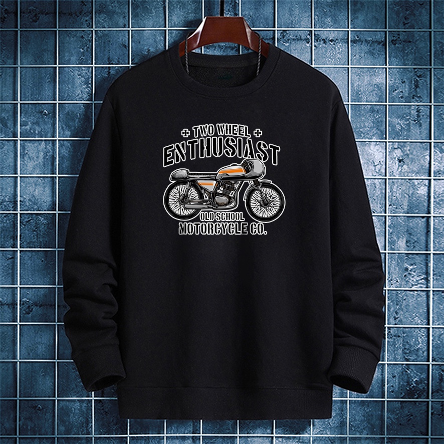 Sweater pria crewneck TWO WHEELS jaket sweter cowok distro keren