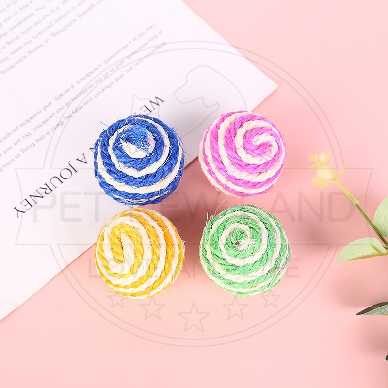 Bola Rajut Mainan Kucing Anjing Pembersih Gigi Pelatihan interaktif Aksesoris Hewan Peliharaan